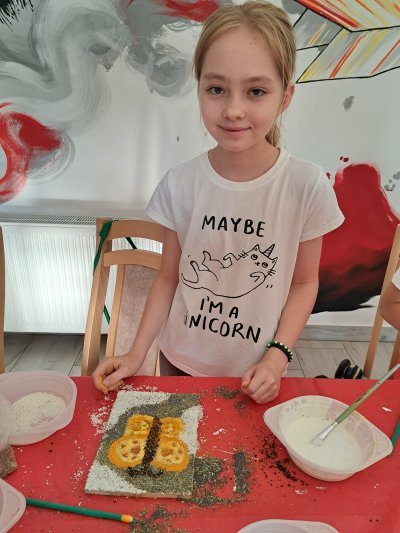 Zajęcia plastyczne - mozaiki z artykułów spożywczych